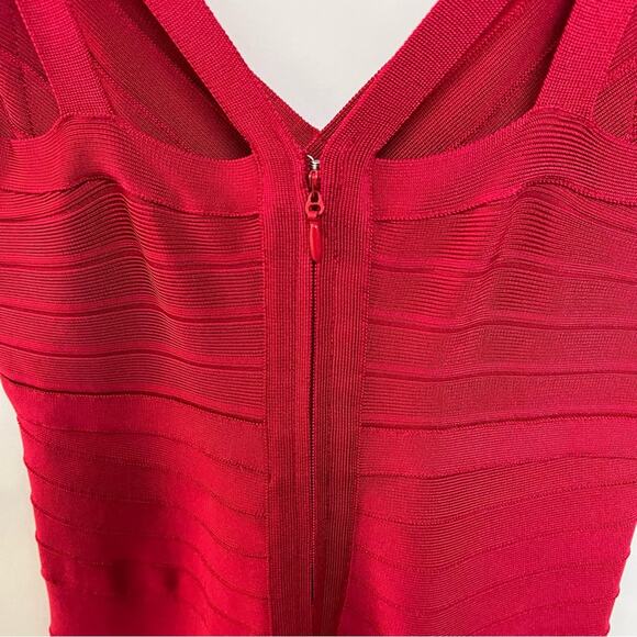 Herve Leger Y2K Jamie Lipstick Red Bandage Dress Fit and Flare Size Large $1250 - Picture 9 of 12